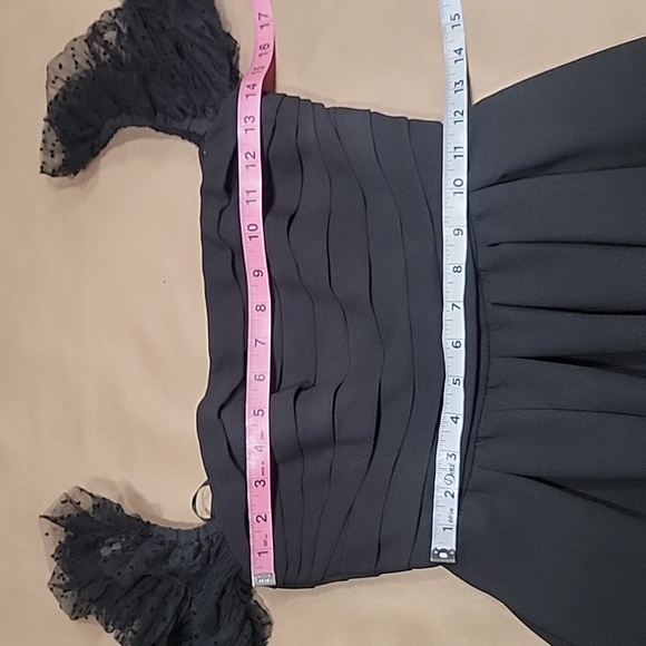 Self-Portrait Size 2 Black Crepe Dot Mesh Midi Dress. Excellent Used Condition - Picture 9 of 15